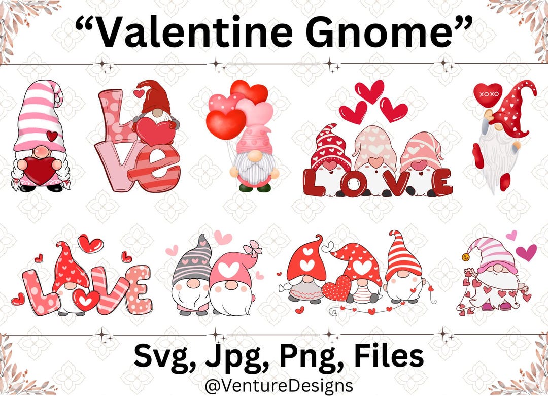 Valentine Gnome SVG Bundle, Valentine Gnome SVG, Love Gnomes Svg ...