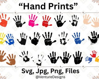 Pakiet odcisków dłoni w formacie SVG, pakiet odcisków dłoni w formacie PNG, pliki clipart odcisków dłoni, pliki SVG odcisków dłoni, pliki SVG do cięcia odcisków dłoni dla Cricut i Silhouette