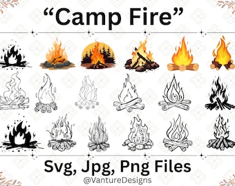 Camp Fire Clipart, Flame SVG Bundle (Digital Download)