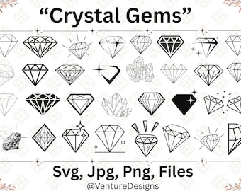 Crystal SVG Bundle , Crystal PNG Bundle, Gems Svg, Crystal Clipart, Crystal Cut Files For Cricut, Crystal Svg, Gemstone Svg, Diamond Svg