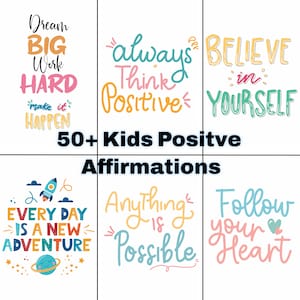 BUNDLE 50+ Affirmation Prints für Kinder | Sofortdownload | Vertrauen stärken | Wachstumsdenken | Lernmittel und Lernmittel