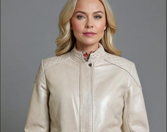 Handmade Leather Biker Jacket: Women's Slim-Fit Casual Fashion