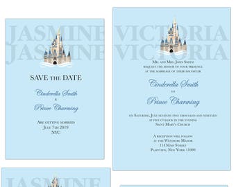 Digital Magic Kingdom Castle Wedding Invitation Save The
