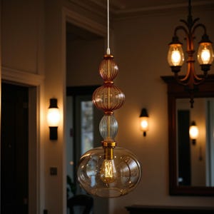 Blown Glass pendant light for kitchen island ceiling light fixture Customizable Pendant Lamp for kitchen lights Handmade modern Ceiling lamp