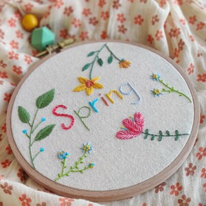 Spring Embroidery Hoop Art – Hand Embroidered Floral Wall Decor – Ready to Ship Seasonal Gift – Colorful Handmade Textile Art