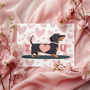 Carte de voeux I LOVE YOU avec joli chien, cadeau amusant et affectueux pour les couples et les occasions spéciales, enveloppes incluses