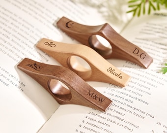 Support de page de livre en bois personnalisé, cadeau pour les amateurs de lecture, gravure de texte personnalisée, support de page de pouce de livre personnalisé, cadeaux pour les lecteurs