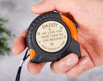 Cinta métrica personalizada de 3 m para papá, herramienta de bricolaje para papá, regalo del Día del Padre de parte de su hija, te amo más de lo que puedo medir, regalos del Día del Padre