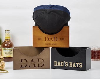Personalized Cap Hat Holder,Engraved Cap Holder,Father's Day Gift for Him,Baseball Cap Organizer for Dad, Best Dad Gift, Wood Hat Organizer