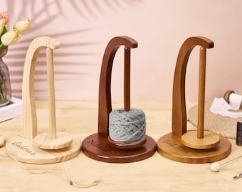 Personalized Magnetic Yarn Ball Holder, Wooden Yarn Feeder for Knitting, Rotating Yarn Stand, Gift for Knitting Lovers, Gift for Grandma