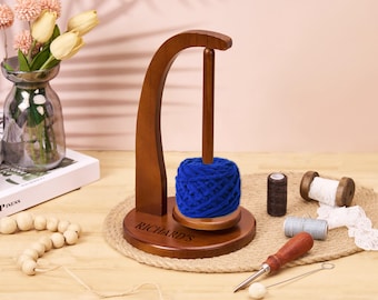 Custom Magnetic Yarn Ball Holder | Wooden Yarn Feeder for Knitting & Crochet | Rotating Yarn Stand | Gift for Knitters and Crocheters
