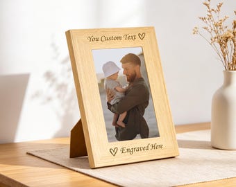 Personalized Your Custom Text Laser Engraved Wood Photo Frame , Fathers Day Gift, Wedding Photo Frame, Family Personalized Photo Frame