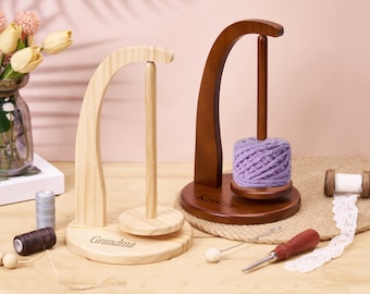 Custom Magnetic Yarn Ball Holder, Wooden Yarn Feeder for Knitting & Crochet, Rotating Yarn Stand, Gift for Knitters, Stable Yarn Organizer