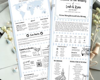 Modern Minimalist Wedding Infographic Program: Editable Canva Template