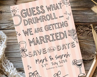 Retro Save the Date Invitation Template: Minimalist Wedding (Canva Editable, Digital Download 5x7" + Evite 1080x1920px )