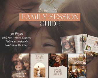 Photography Family session Welcome Guide, Canva Editable template, Family Session, Pre written Photography guide, Pricing guide Photography