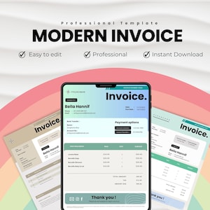 Modern Canva Invoice Template, Professional Invoice, Minimalist Invoice Template, Editable Billing Form for Small Business,Printable Invoice