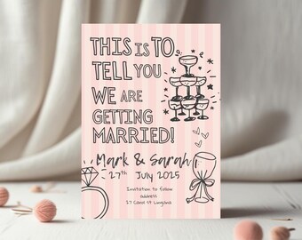 Whimsical Save the Date Template: Handwritten Wedding Invitation (Canva Editable, 5x7" & Digital Evite) (Digital Download