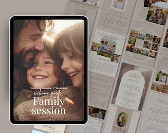Pre Written CANVA Family session guide, Family Session Style guide,Photographer welcome guide, what to wear photography, pricing guide CANVA