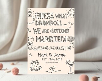 Retro Save the Date Invitation, Minimalist Wedding Invite (Digital Template)