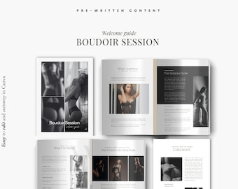 Fine art editable  Boudoir Book, Prewritten, Canva template Boudoir, Boudoir marketing guide, Welcome guide Boudoir, Boudoir magazine
