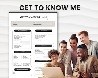 Get to Know Me Printable, Editable Coworker Questionnaire, All about me , Employee Favorites Survey, Team Building Activity, New Hire