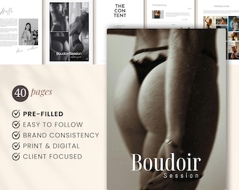 Fine art Boudoir Session Guide, Canva template Boudoir, Boudoir marketing guide, Welcome guide Boudoir, Boudoir magazine, boudoir book