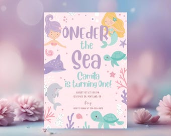 Mermaid Birthday Invitation Card, Under the Sea Theme (Digital Template)