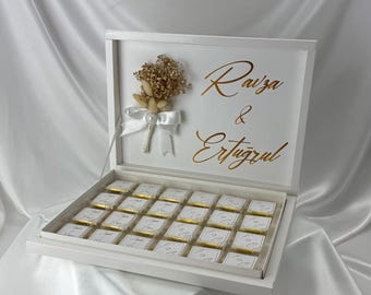 Bouquet di cioccolatini personalizzato | 16/24/32/48/72 pezzi | Regalo per fidanzamento, matrimonio e San Valentino | Halal | Regalo speciale