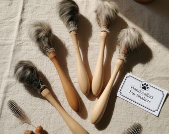 Professionella handbundna pälsklubbor för trummor - Soft Strike Rhythm Sticks - Shamanic Drumming Tools