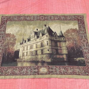 200 × 140 cm, Renaissanceschloss aus dem 16.Jahrhundert, Französischer Bildteppich, Wandteppich, Wandbehang