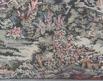 Large French Scenery Tapestry: Multicolor Nature Wall Hanging (185x69 cm)