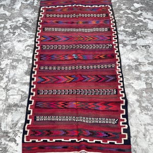 Hand Knotted Woolen Afghan Vintage Area Runner Kilim Rug Size 4.7 X 11.1 , Antique Size Kilim, Hallway Runner Kilim Rug, Corridor Kilim Rug