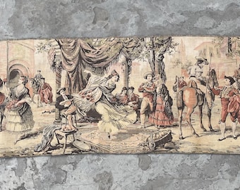 European Culture Tapestry: Colorful Vintage French Wall Hanging (137 x 46 cm)