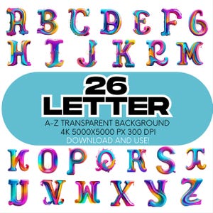 3D Alphabet Clipart Bundle | Glossy Liquid Letters for Sublimation, Stickers, Posters, Wall Art & DIY Crafts