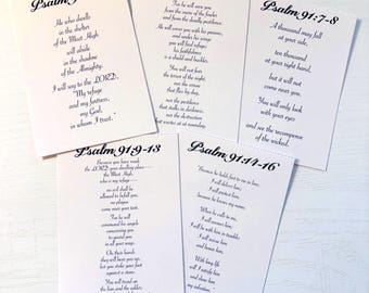 Psalm 91 Scripture Memory Cards / Bible Verse Memorization / Christian Scripture for Anxiety & Protection