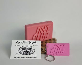 Fight Club Soap Set Decor - 2 Fight Club Soaps, 2 Keychains, 4 Fight Club Business Cards - Unique Gift for Fans - Movie Inspired Merchandise