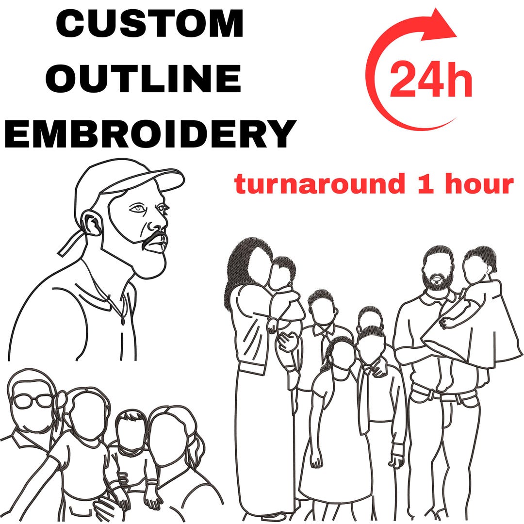 Custom Family Outline Embroidery Digitizing (digital File) - Etsy