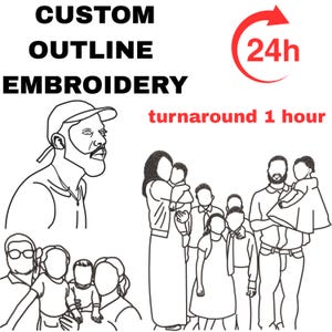 Custom Outline Embroidery Digitizing, Couple Outline Embroidery, Custom embroidery digitizing, Outline embroidery, Family outline embroidery