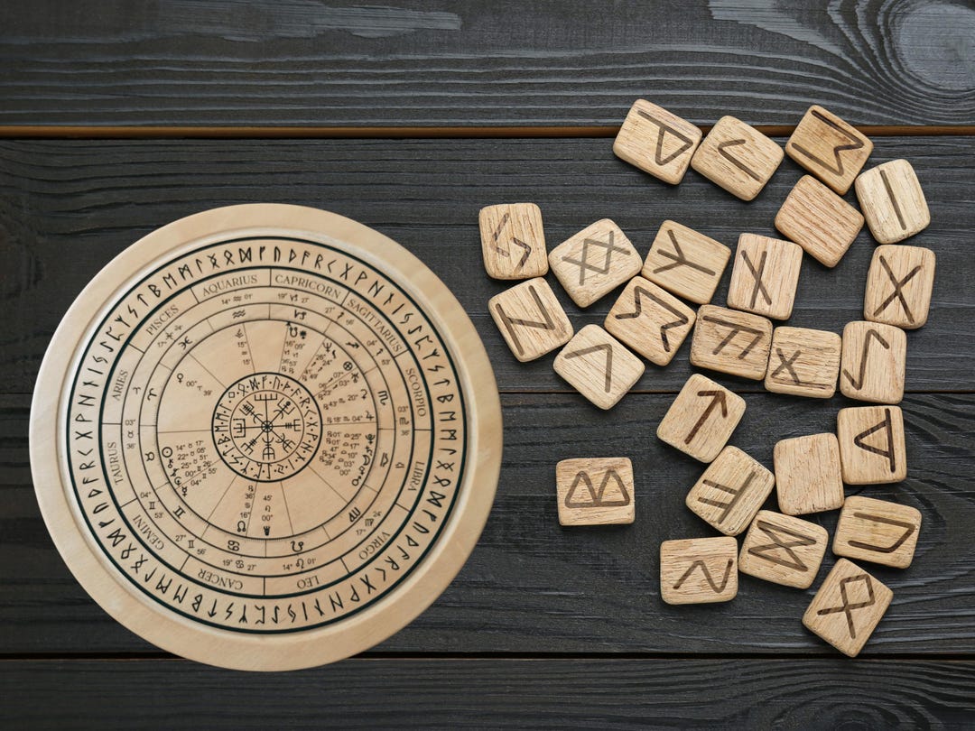 Personalized Birth Chart & Rune Circle - Custom Astrology Rune Board ...