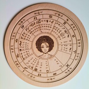 Wood Engraved Astrology Chart - Wood Natal Chart - Wood Birth Chart - The Beech Wood Cutting Board - Wood Astrologic Wedding Chart