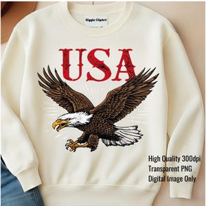 USA Eagle PNG: Patriotic T-Shirt Design, 4th of July Digital Download