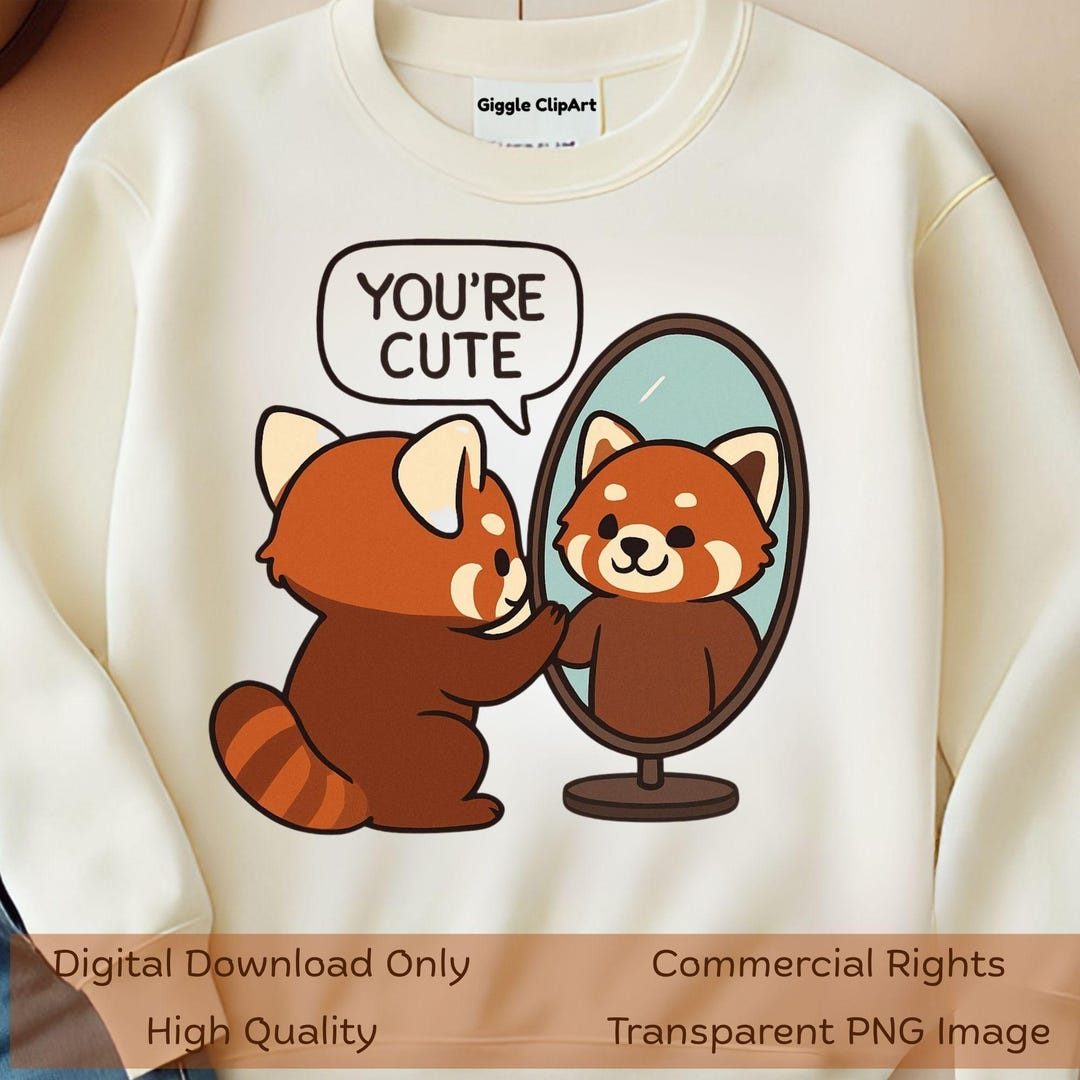 Red Panda PNG Cute Mirror Reflection Graphic Kawaii Animal Lover Gift ...