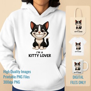 Cartoon Cat Lover Gift PNG – Funny Smiling Cat Face for T-Shirts, Mugs & Sublimation Projects