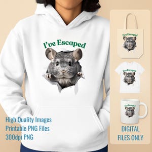 Niedliches Chinchilla-Liebhaber-Geschenk-T-Shirt Design - lustige Chinchilla-Flucht digitales PNG für Becher-Druck, Haustier-Besitzer Humor sofortiger Download