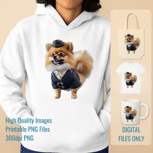 Pomeranian Dog PNG Digital Download – Cute Air Hostess Pet Art for Dog Lover Gifts, Home Decor, T-Shirts, Mugs, and DIY Crafts