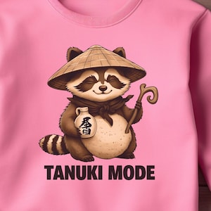 Cute Japanese Tanuki Warrior, Raccoon Dog Digital Art Print, Kawaii Asian Folklore Illustration, For T-shirts, Tote Bags, Mugs and more