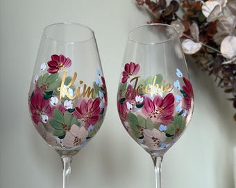 Hand Painted, Personalised Wine Glass