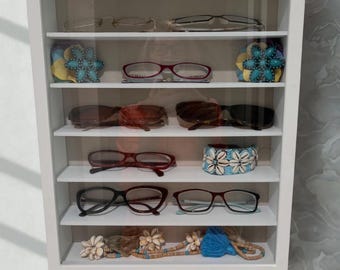 Wall Mounted Sunglasses Organizer: Wooden Eyewear Display Case