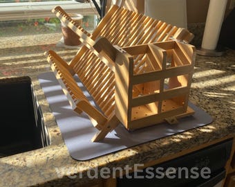 Multi-Tier Bamboo Dish Drying Rack With Utensil Holder | Countertop Dish Rack | Utensil Holder | Dish Storage | Kitchen Organizer,Plate Rack